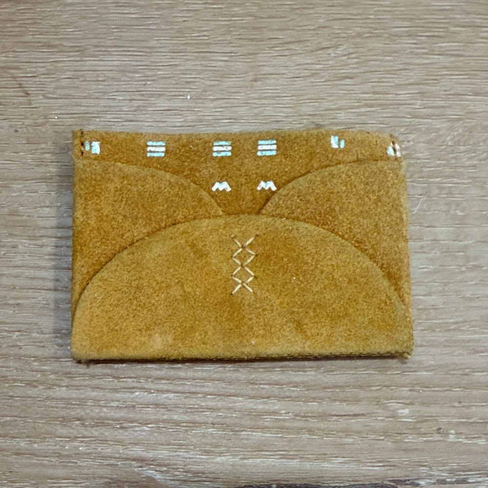 Anthropologie Leather Suede Mustard Card Holder Wallet